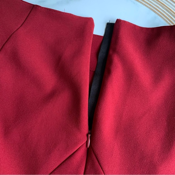 ZARA - Fitted Sculpted Maroon Red Figure Hugging Dress - Size Small - Picture 6 of 6